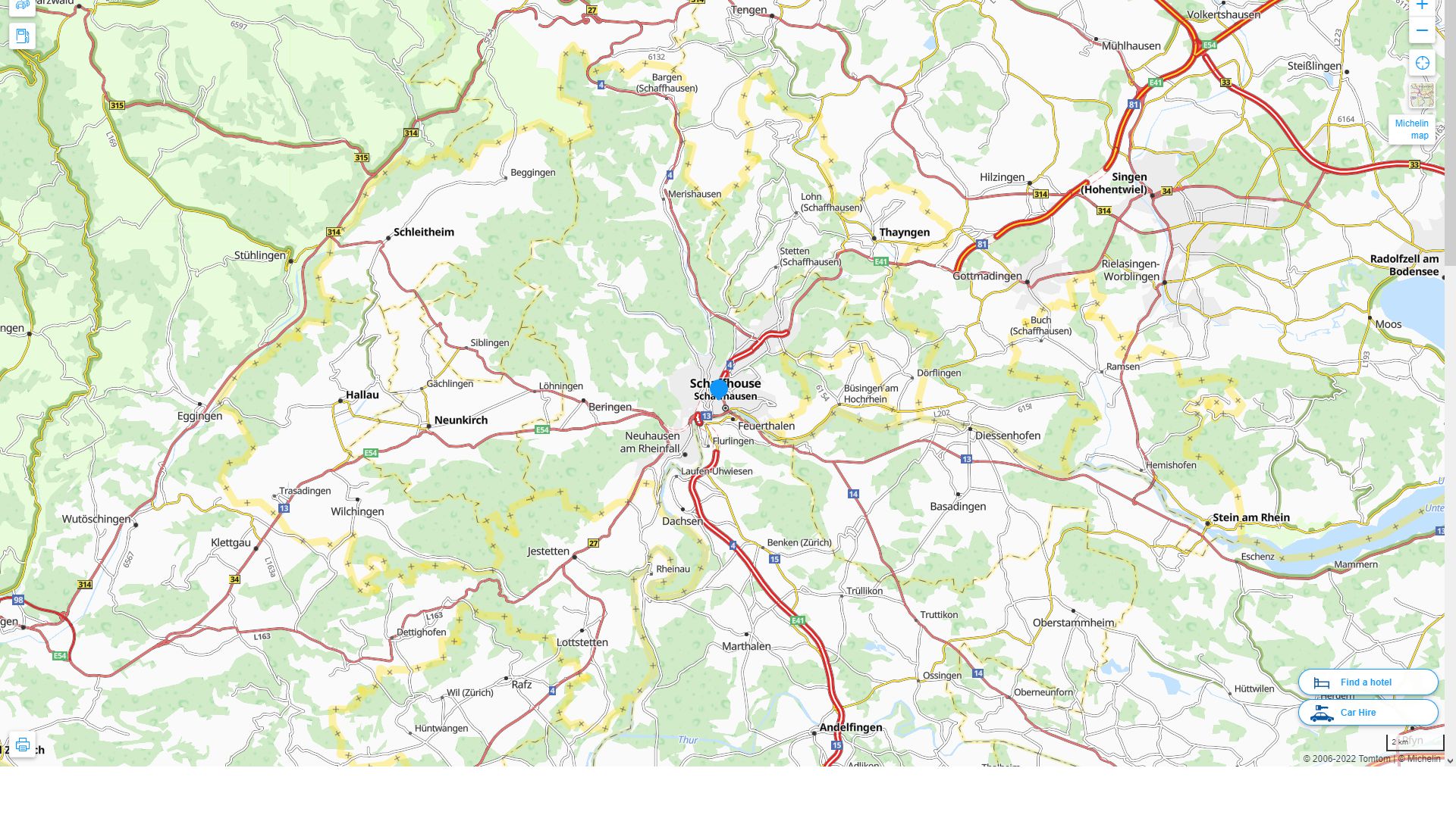 Schaffhausen Highway and Road Map